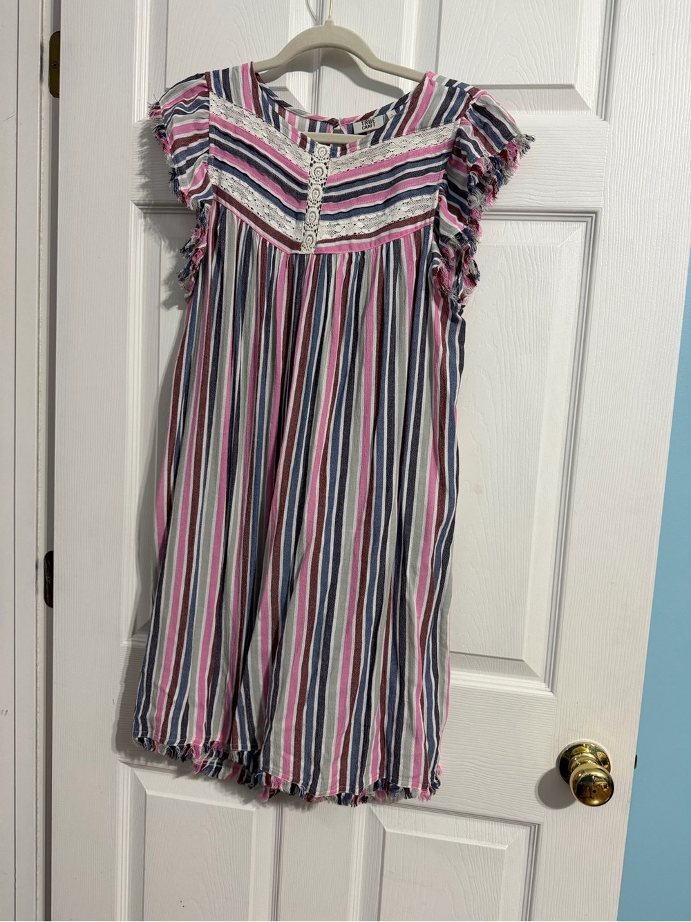 True Craft Pink, Navy & White Striped Mini Dress
